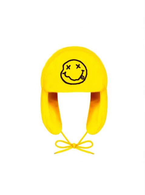 Yellow Smiley Face Plush Earfl - Trapper Hat Ear Flap 评论和价格