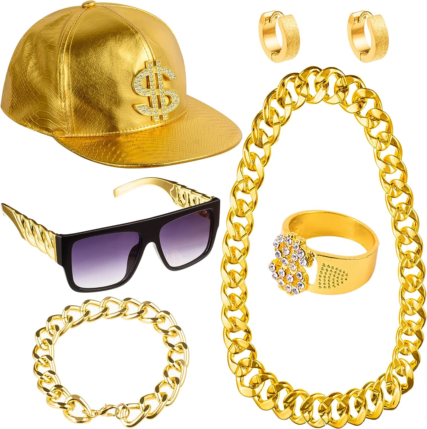 PESENAR 80s 90sHip Hop Costume - Snapback Hat Flat 评论和价格